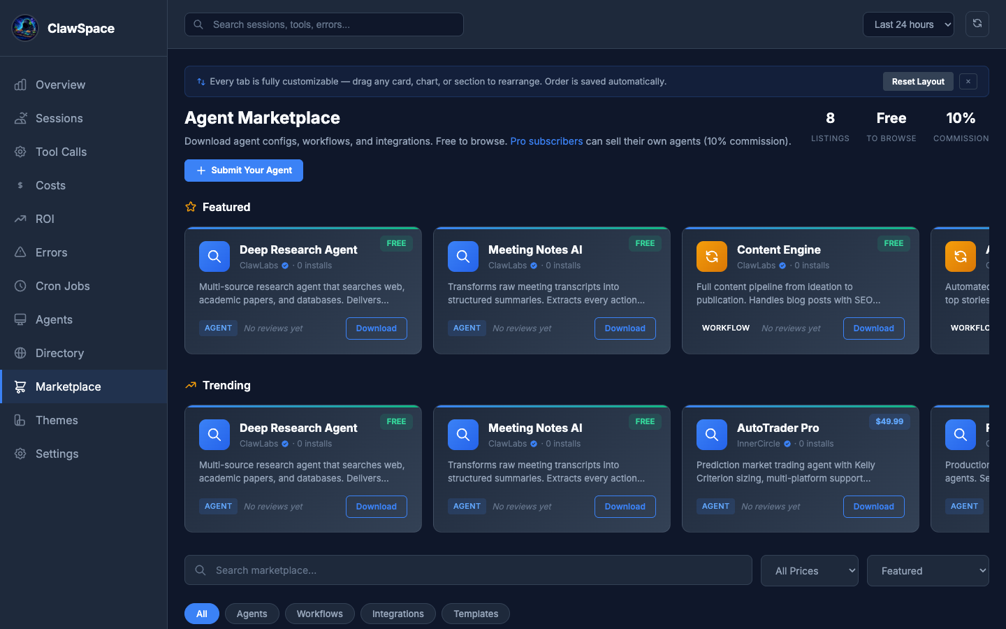 ClawSpace Agent Marketplace